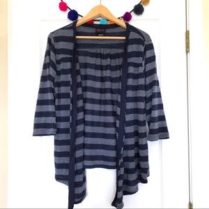 Torrid Short Sleeve Navy Blue Striped Short Sleeve Cardigan